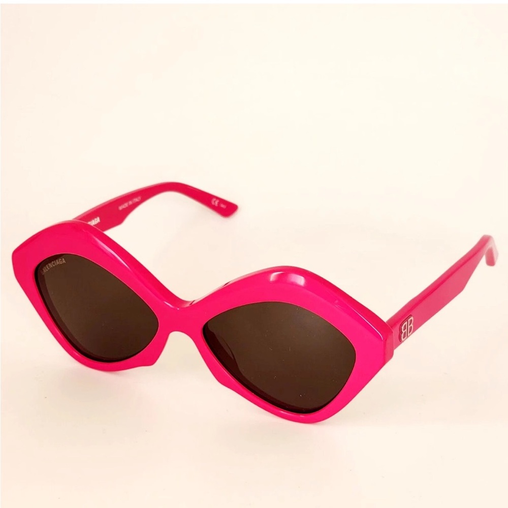 BALENCIAGA BB0125S 003 Power Cat Geometric Women's Fashion Sunglasses Pink